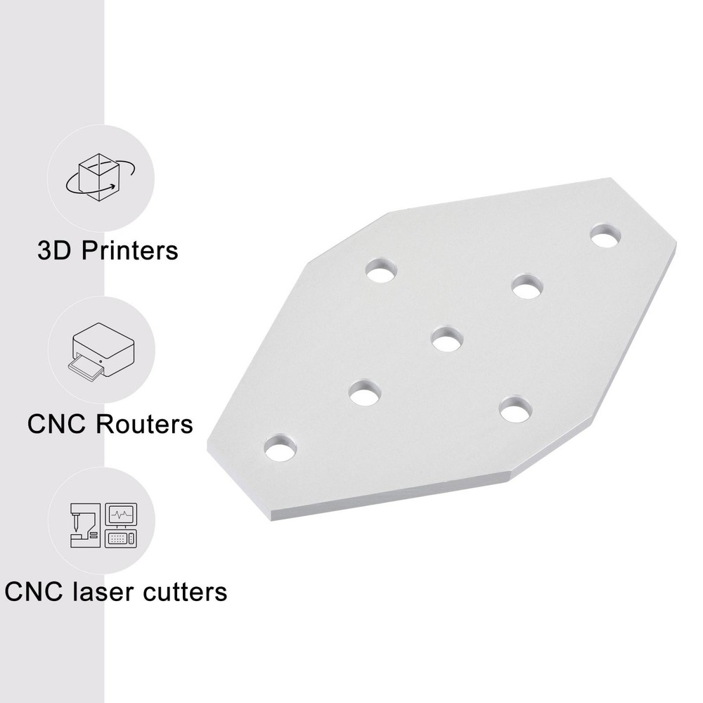 External Junction Plate with 7 Hole for Bracket 2020 Aluminum Profile (Silver)