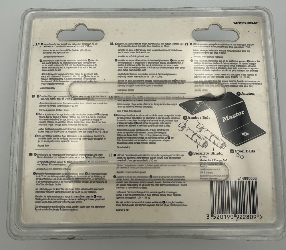 Master Lock Floor / Wall Anchor Mounting Point