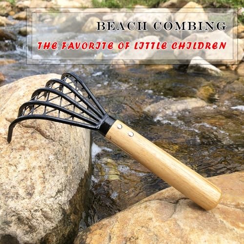 Garden Rake 5-Claw Landscape Dethatcher Thatching Beach Combing Rake for brown