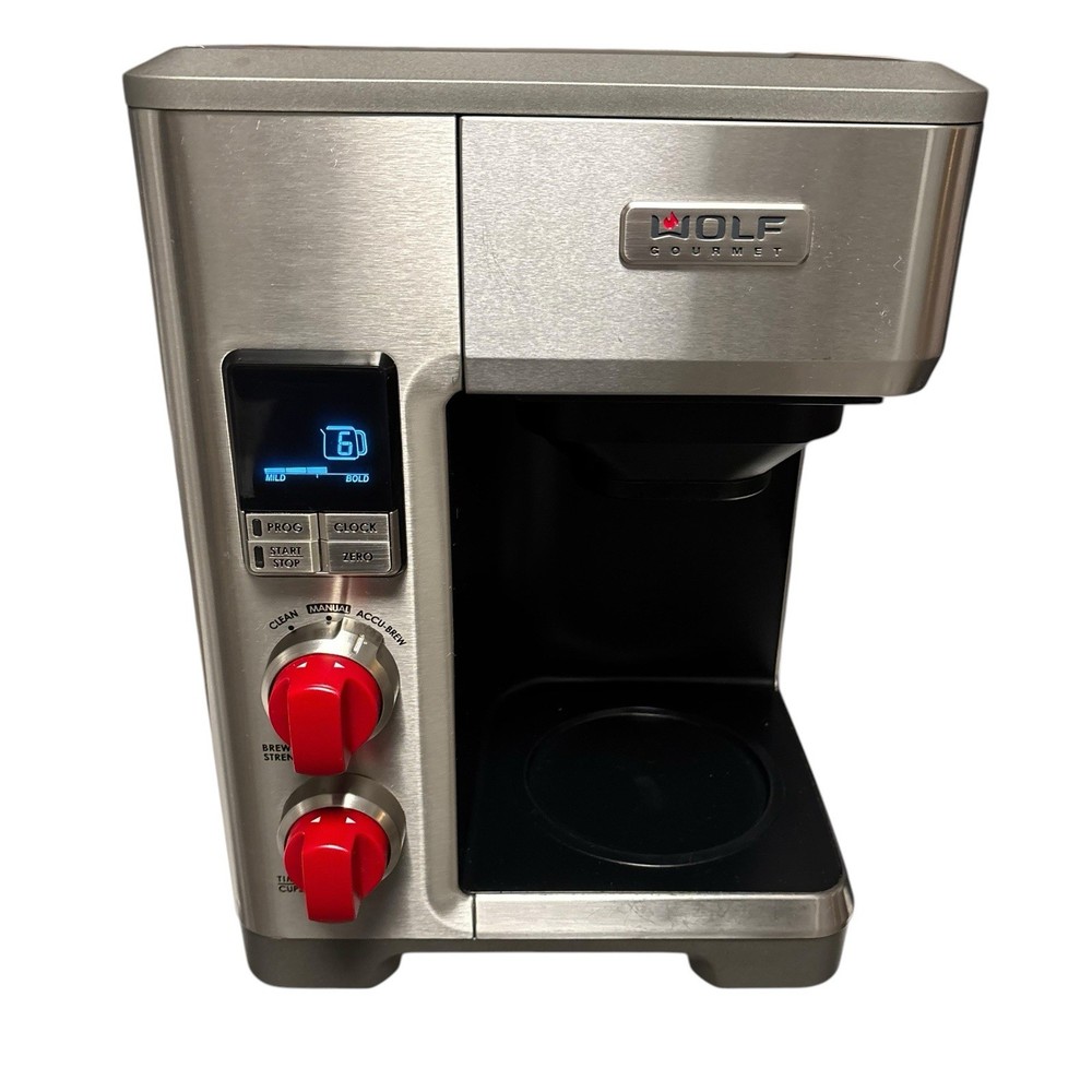 Wolf Gourmet Programmable Coffee Maker WGCM100S Auto Drip System Red Knobs READ