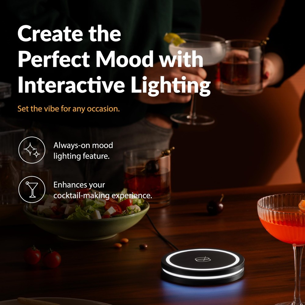 Barsys Smart Coaster 2.0 (Black) – Portable Cocktail Maker & Matte Black
