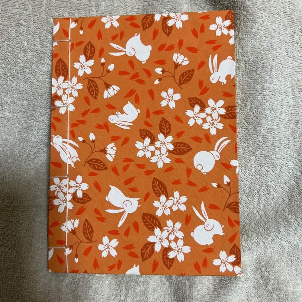 Japanese pattern rabbit cherry blossom plain notebook 18x13cm used