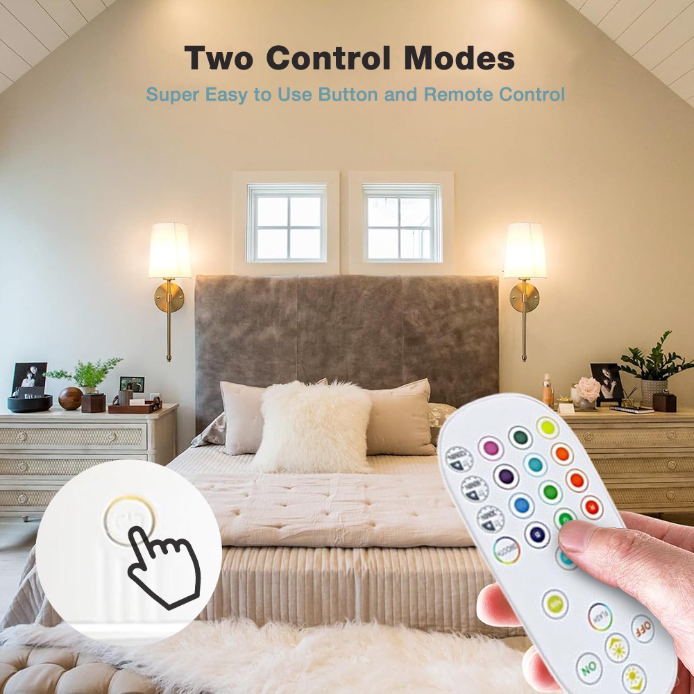 2PK Dimmable Light Bulbs Rechargeable Remote Control Battery Operated Light Bulb