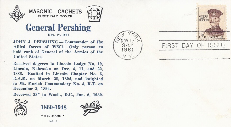 1042 8c GENERAL PERSHING - Beltmann - Masonic