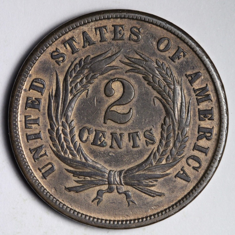 1864 Two Cent Piece AU+ E307 JFM