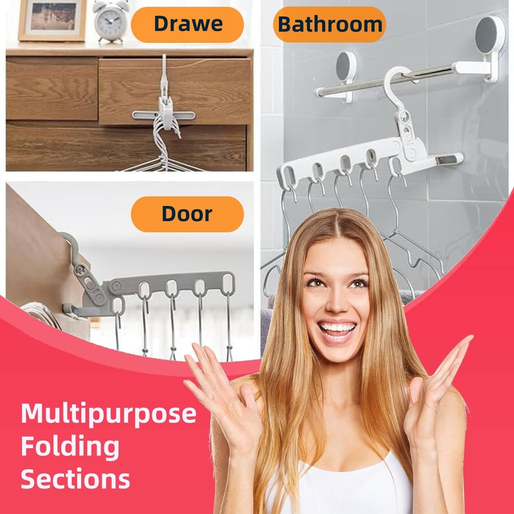 Portable Foldable Clothes Hanger, Plastic Travel Foldable Coat Hangers Clothe...