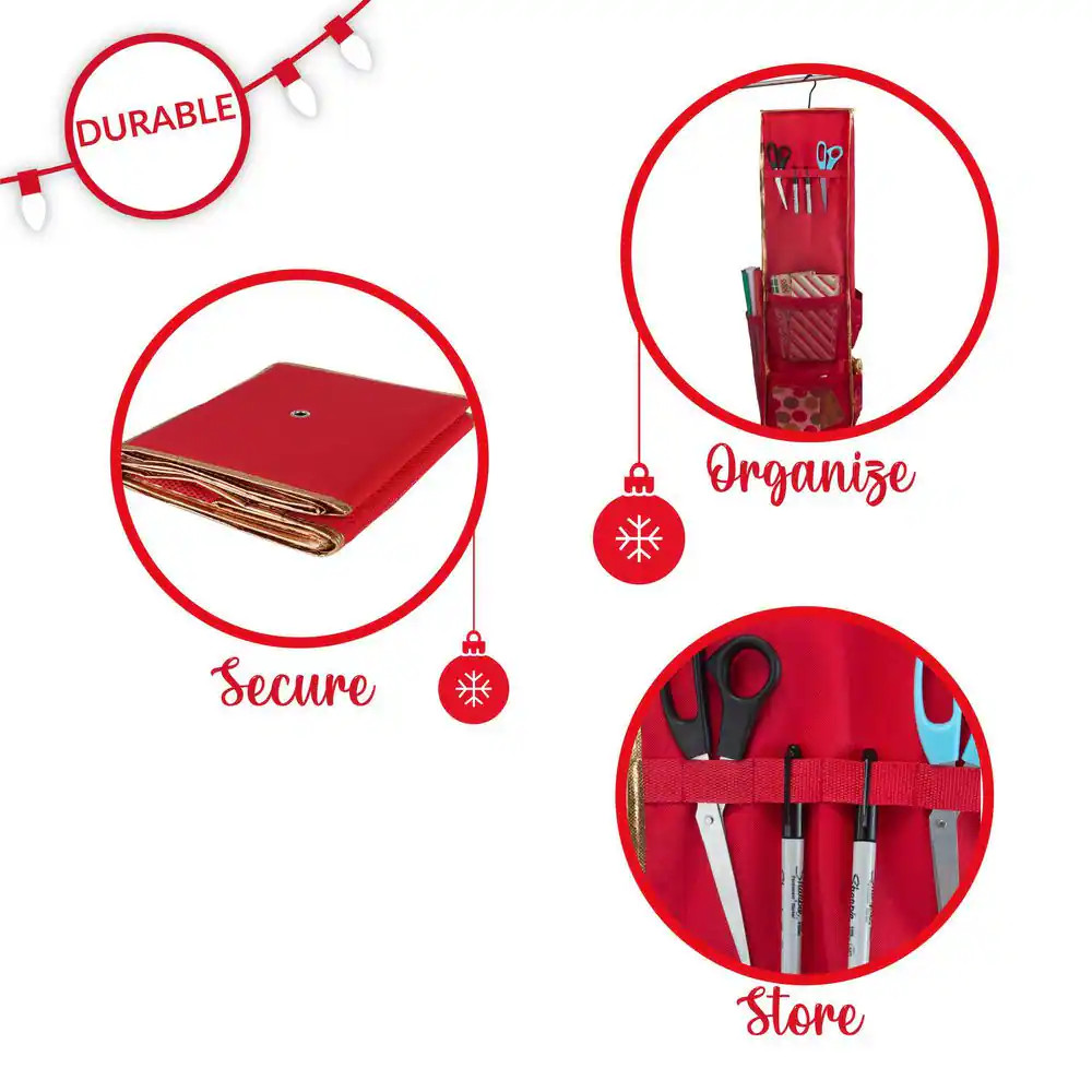 Hanging Polyester Holiday Gift Wrap Organizer