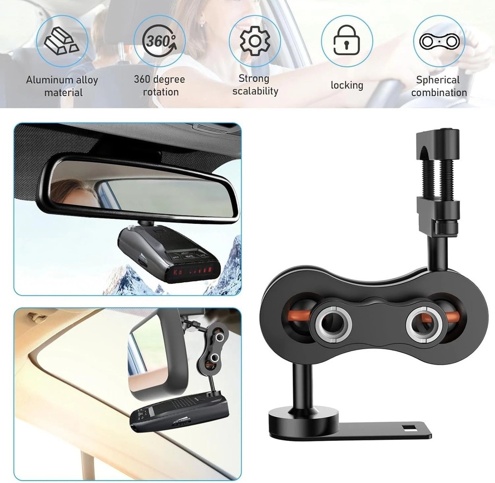 Radar Detector Mount, Rearview Mirror Rod Radar Mounting Base, Suitable for U...