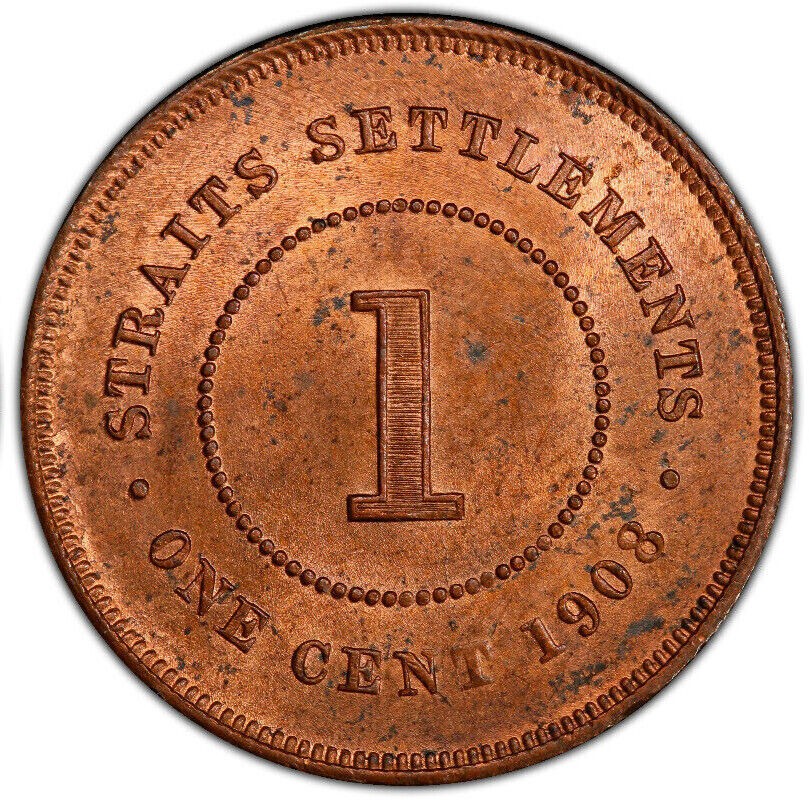 Straits Settlements, 1908 Edward VII Cent. PCGS MS 64 R&B.