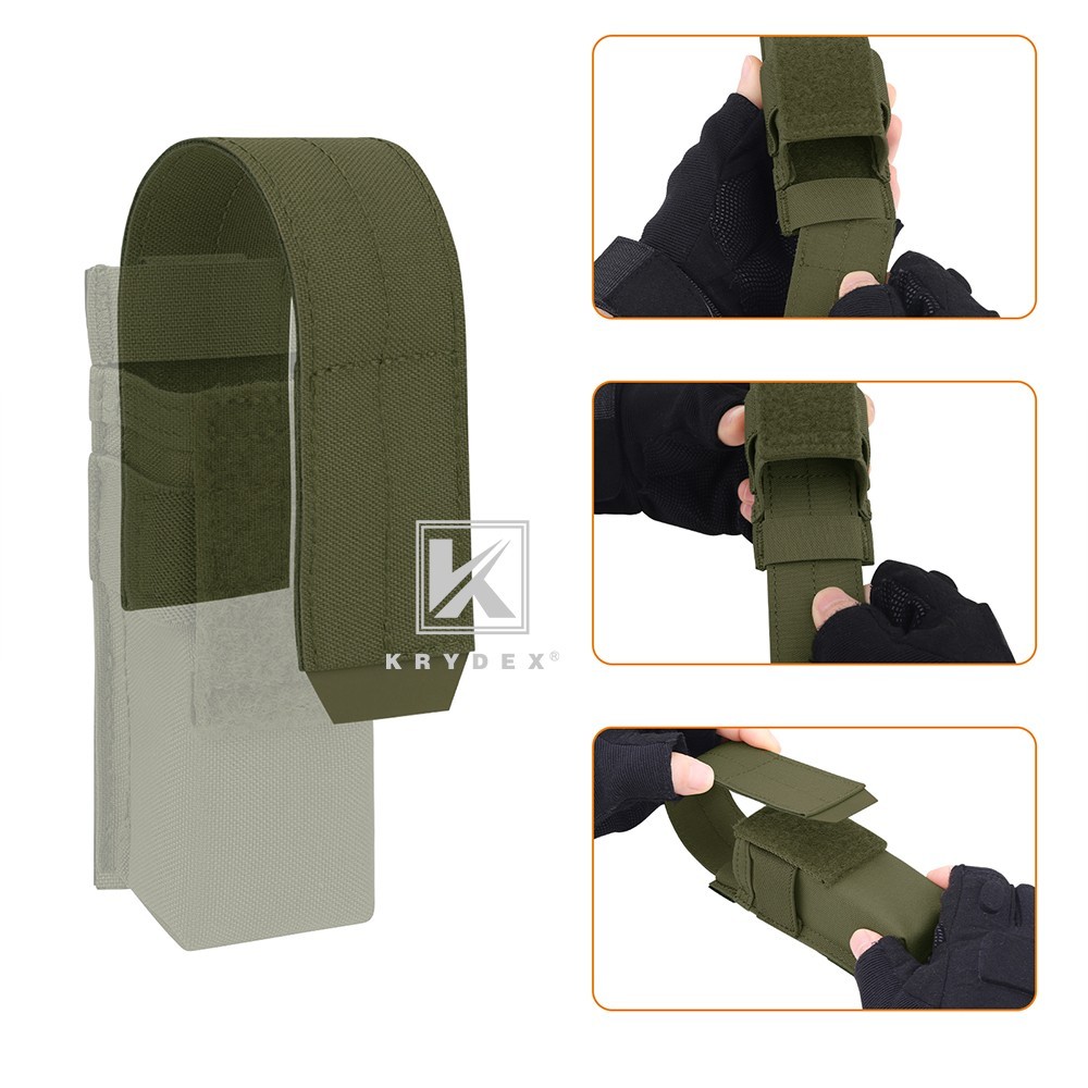 KRYDEX Tactical Flashlight Holster Low Profile Pouch Green MOLLE&Belt System