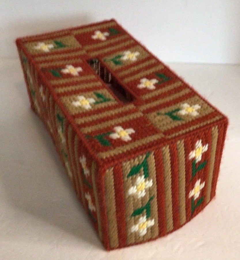 Vintage Tissue Box Cover Plastic Cross Stitch