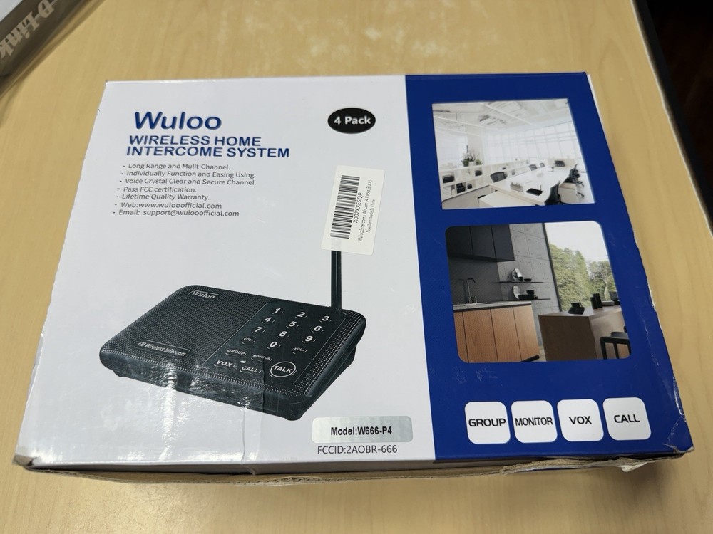Wuloo WL666 4 Pack Black Multi Channel Wireless Home Audio Intercom System