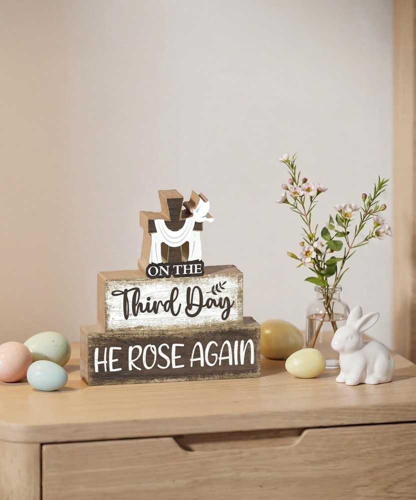Putuo Decor Easter Table Decoration, On The Third White Cloth Resurrection