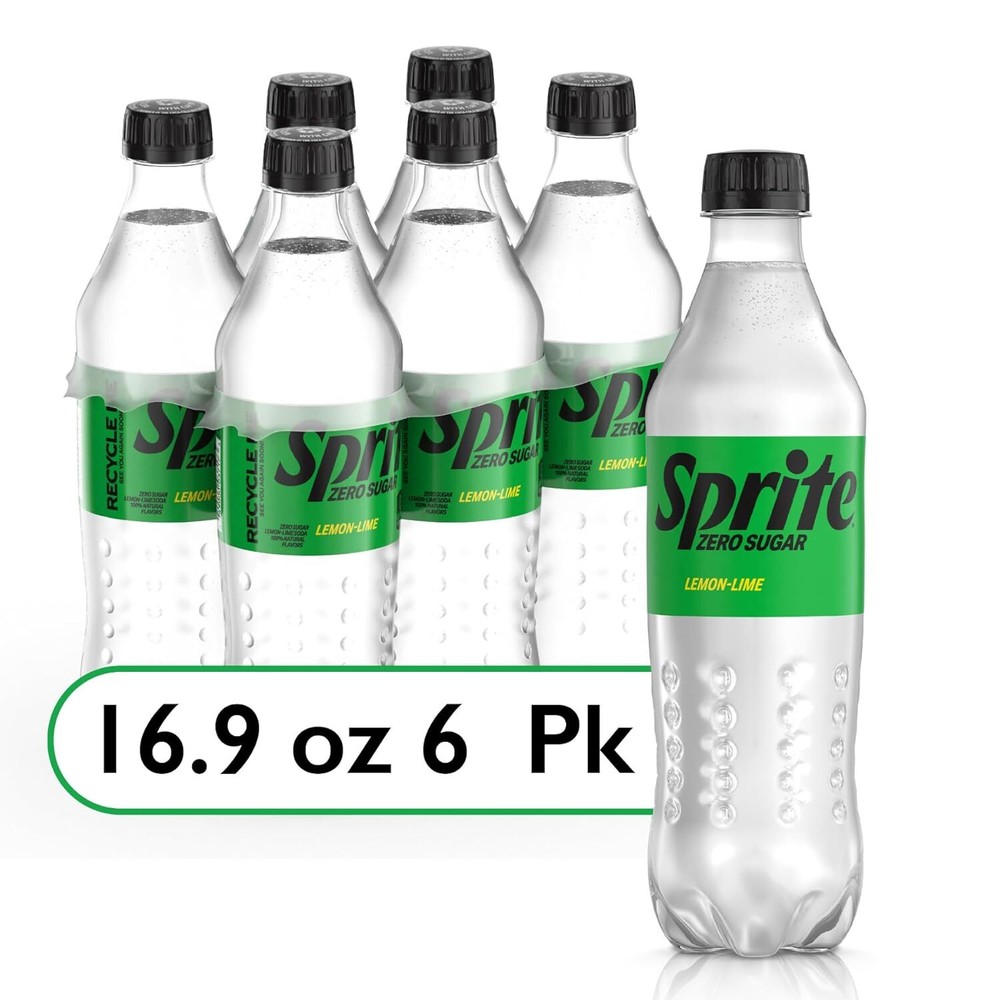 Sprite Zero Sugar Lemon Lime Diet Soda Pop Soft Drinks, 16.9 fl oz, 6 Pack