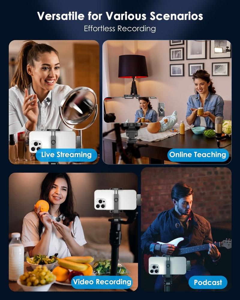 Wireless Lavalier Microphone for iPhone/Android, Lapel Mics with USB-Plug-Pla...