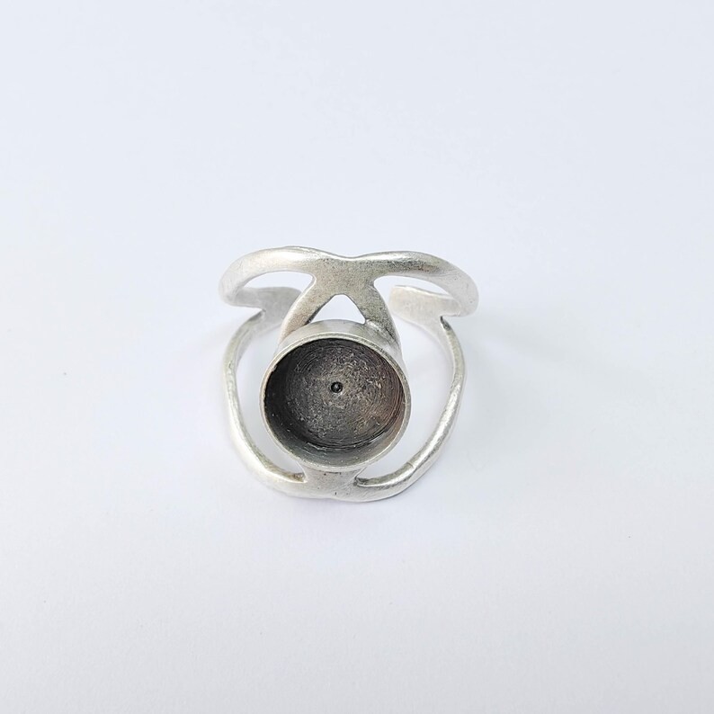 Eye Ring Blank Settings Cabochon Mounting Adjustable Antique Silver 10mm G37894