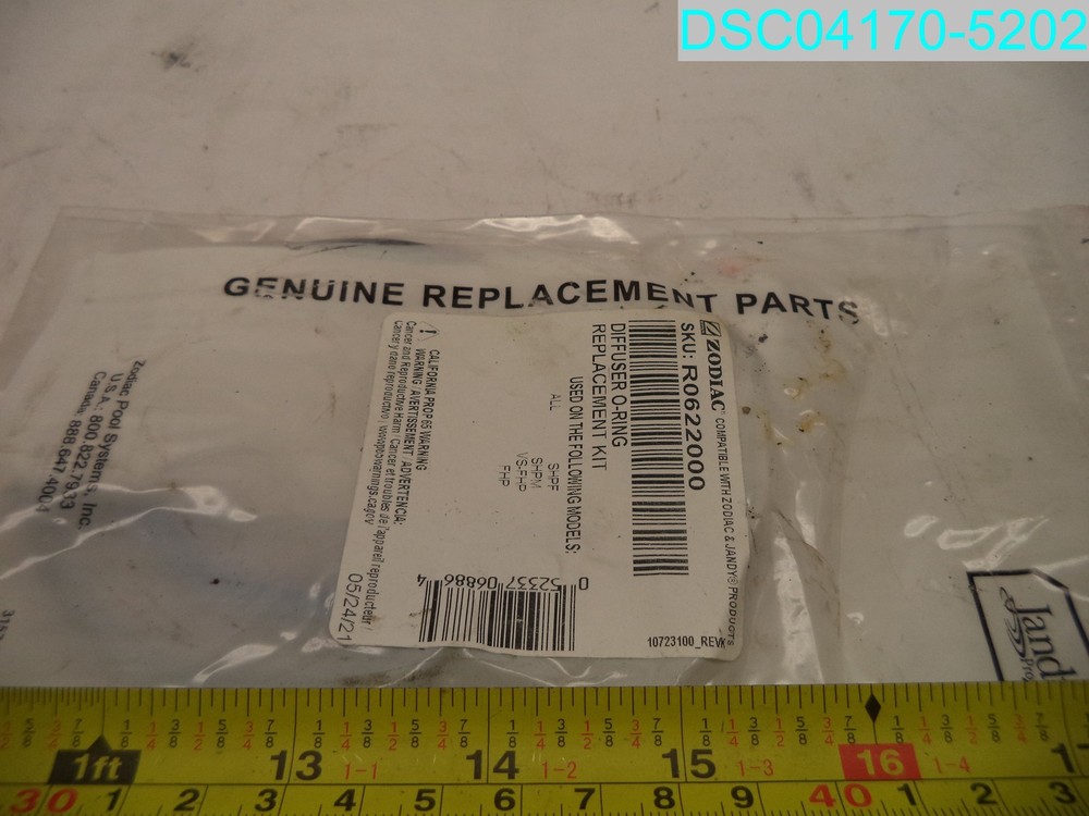 Jandy Pro Series Zodiac R0622000 Diffuser O Ring Replacement Kit