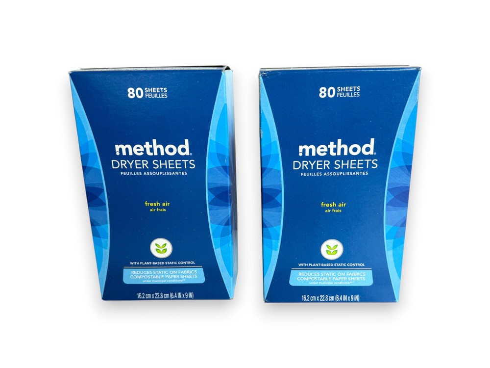 Method Dryer Sheets - Fresh Air - 80 Count (2 Boxes)