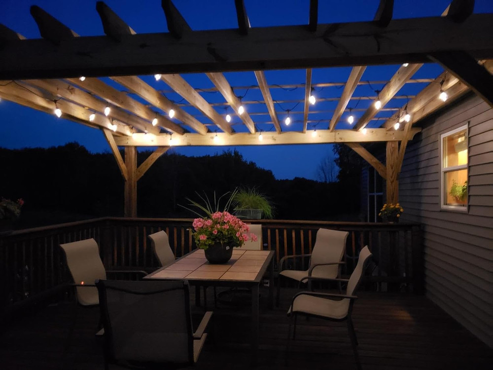 Brightech Ambience Pro Solar Powered Outdoor String Lights -27 Ft Commercial Gra