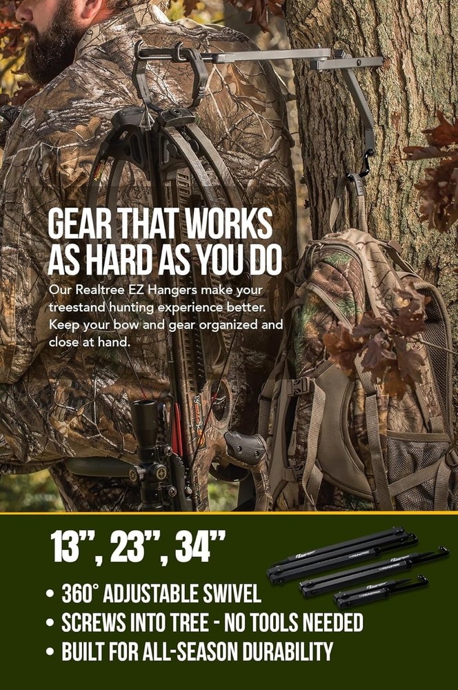 Multi-Purpose EZ Hanger Combo 3-Pack – 13”, 23”, 34” – Durable Tree Stand Bow an