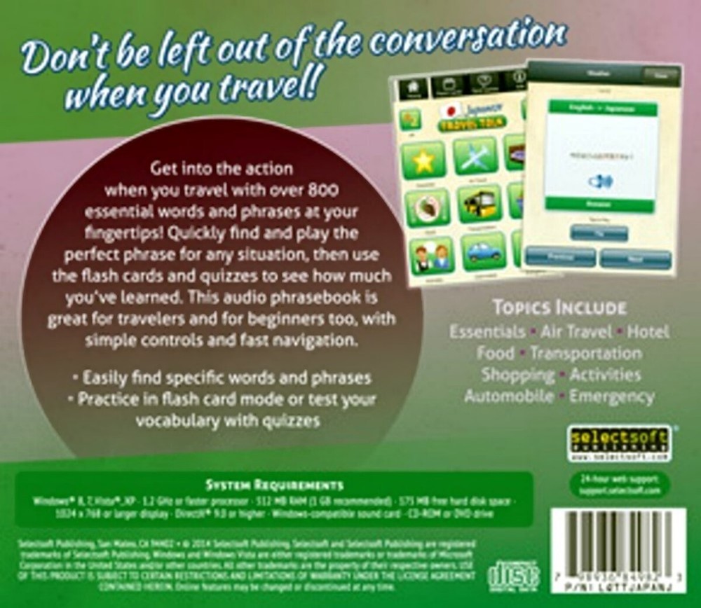 Japanese Travel Talk Language Tutorial PC Software Sealed New