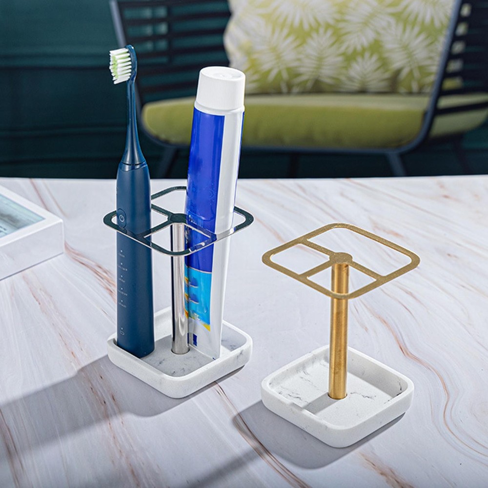 Toothbrush Holder Toothpaste Holder Stand Freestanding 3 Divided Compartments