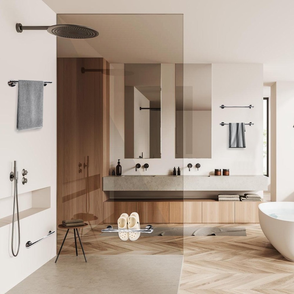 Adhesive Command Strip Towel Rack for Bathroom,16" Chrome Rustproof Towel Hol...