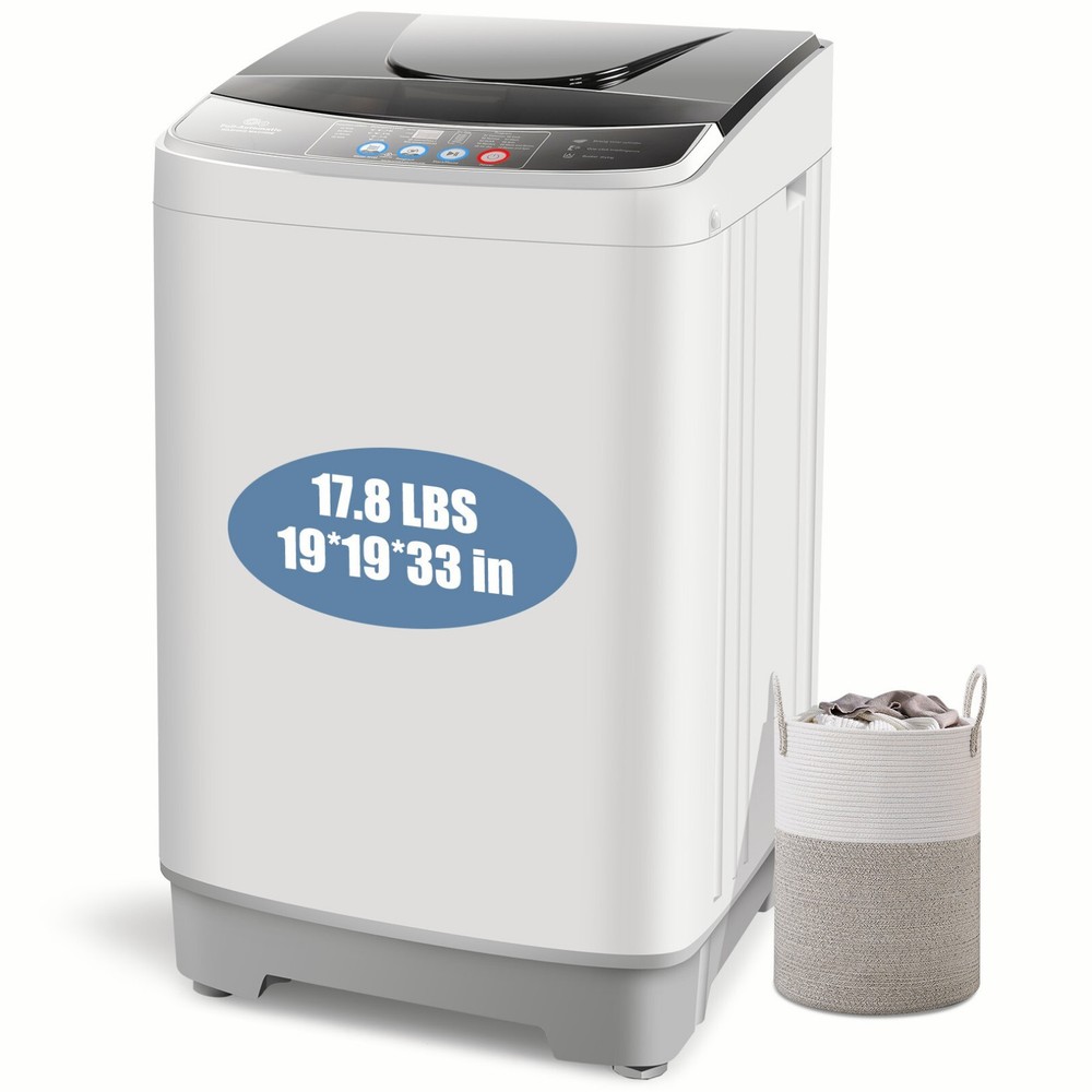 Full Automatic Washing Machine 17.8Lbs Compact Laundry Washer with Drain Pump