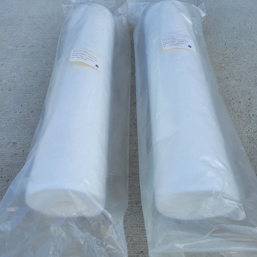 (2) GE Aquatrex Filter LD01-20 Cartridge 01 Micron 20” Polypropylene 4.5" Dia.