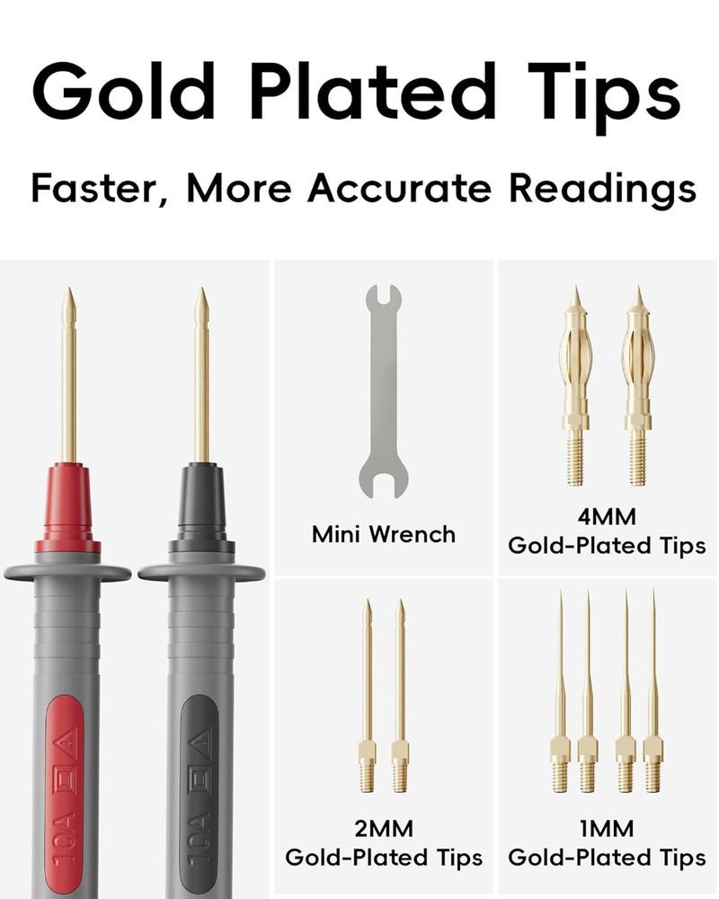 25-Piece Silicone Multimeter Test Lead & Back Probe Kit with Clips