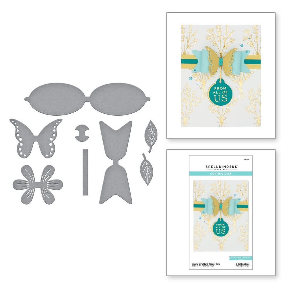 Spellbinders Etched Dies-Flutter & Flower Bow -Inspired Basics