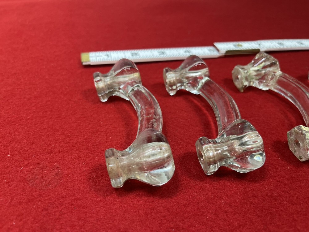 5 Antique Glass Pulls And Drawer Knobs