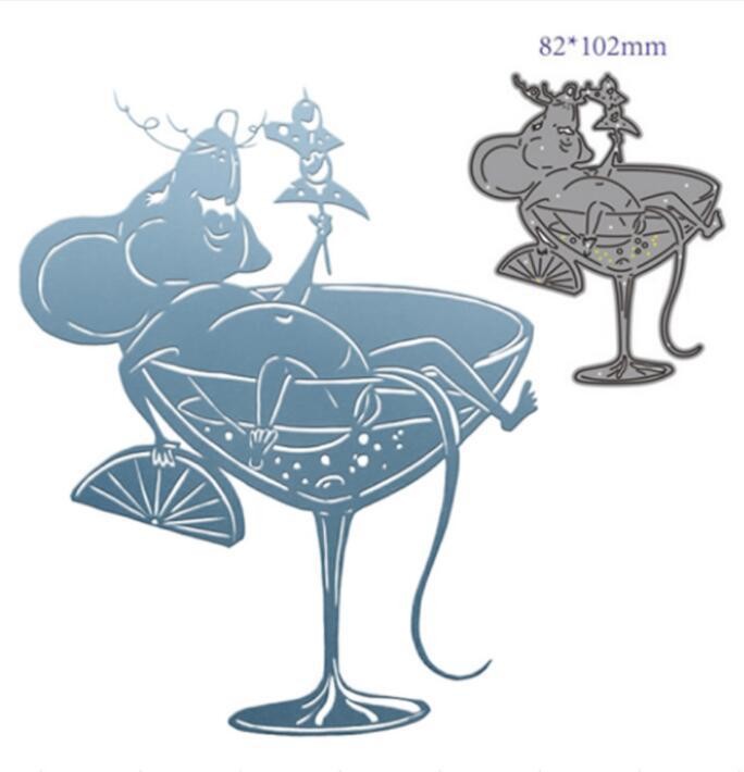 Mouse Drinking Metal Cutting Dies Stencils DIY Scrapbooking Decorative