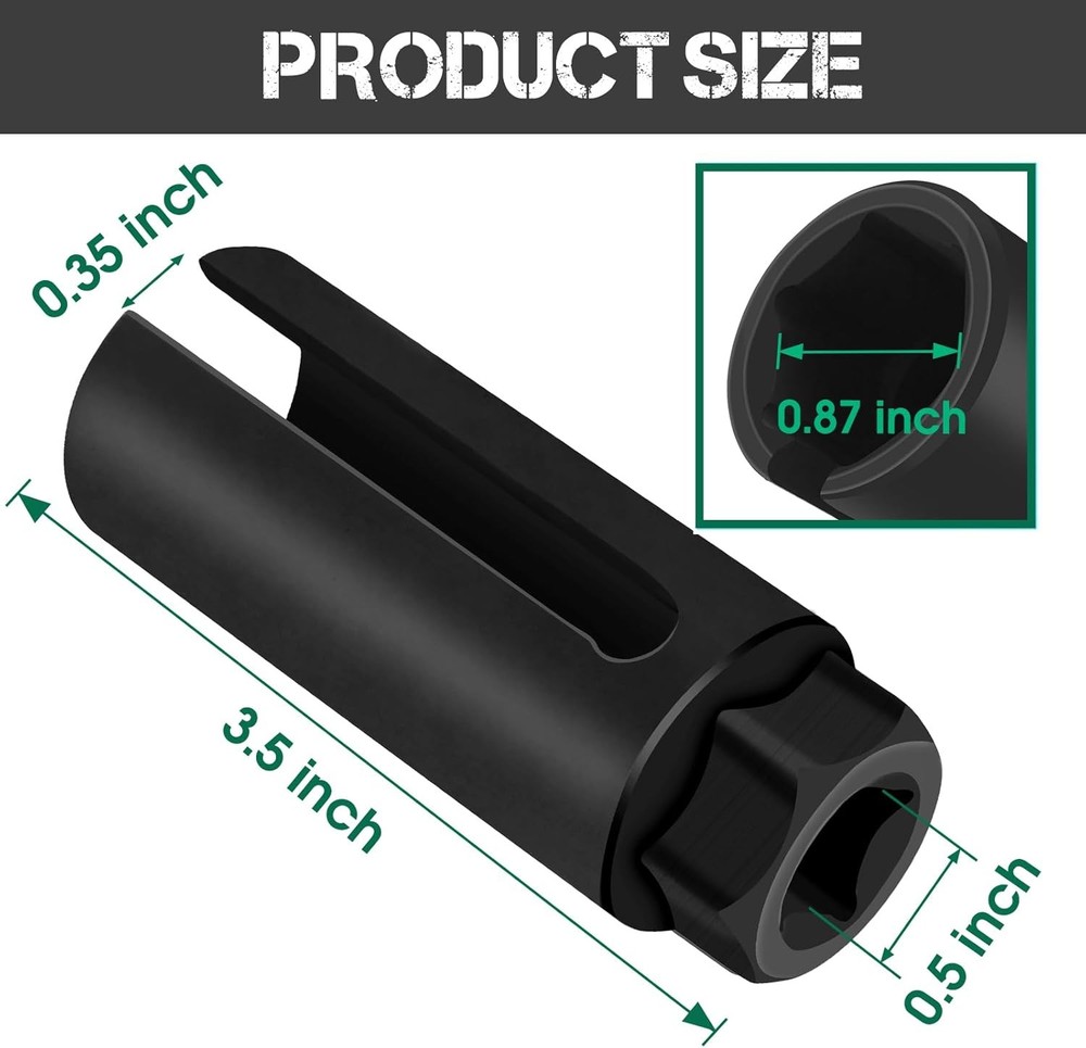 Oxygen Sensor Socket 22mm 7/8 in, 1/2 in Drive O2 Removal Tool,...