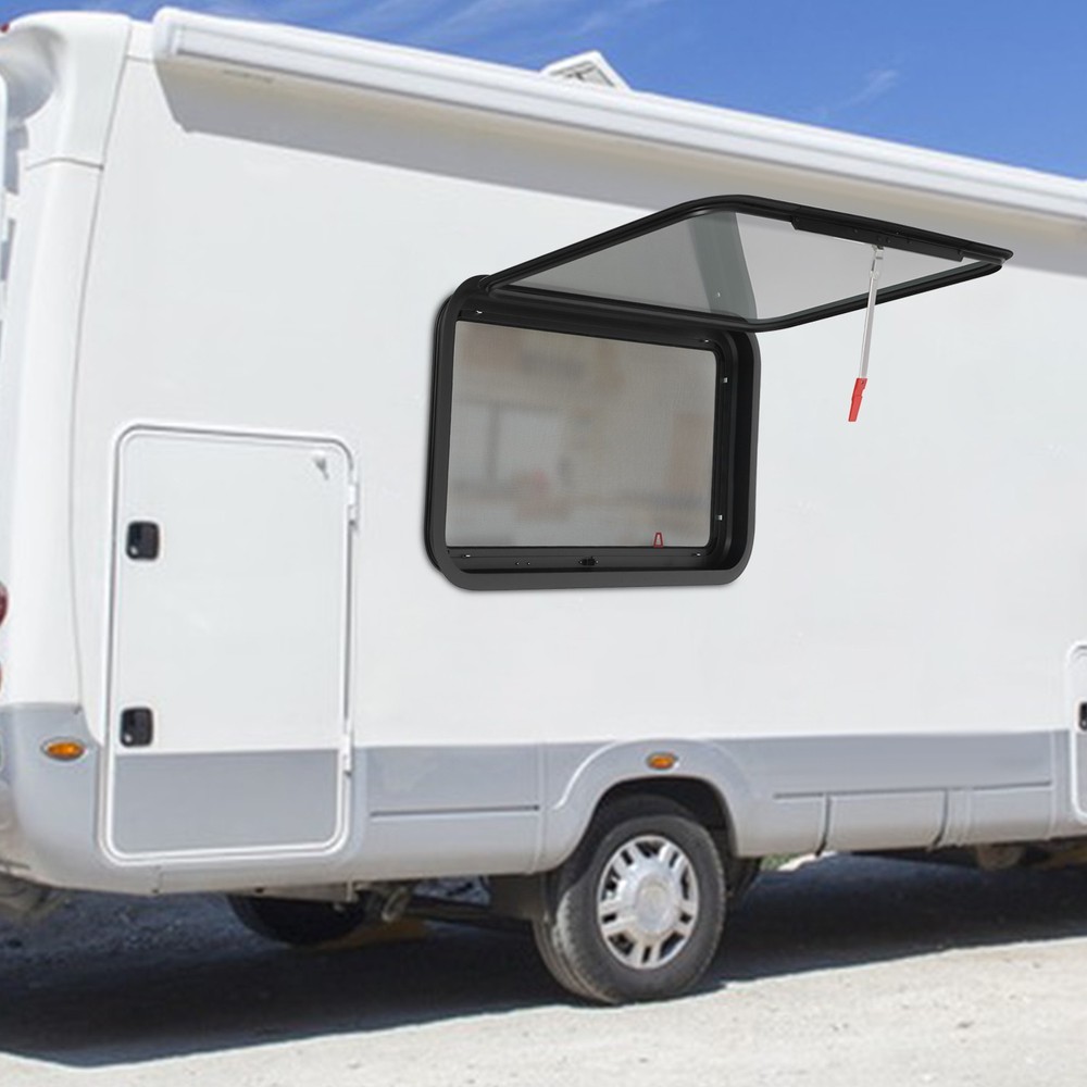 36" x 20" RV Exit Window with Screen & Trim Ring for Trailers or Campers