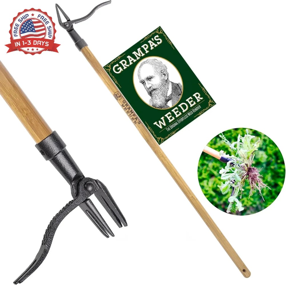 Grampa's Weeder - The Original Stand Up Weed Puller Tool with Long Handle - Made
