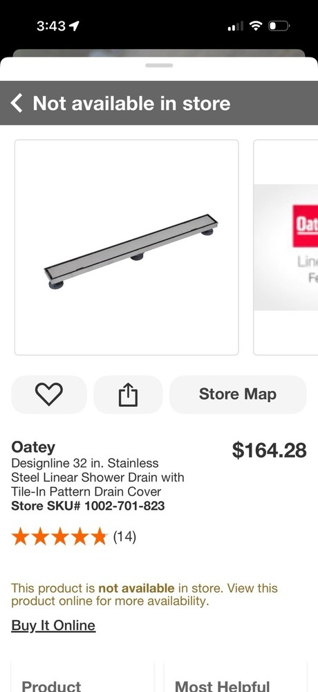 Oatey Designline 32 Inch Linear Drain