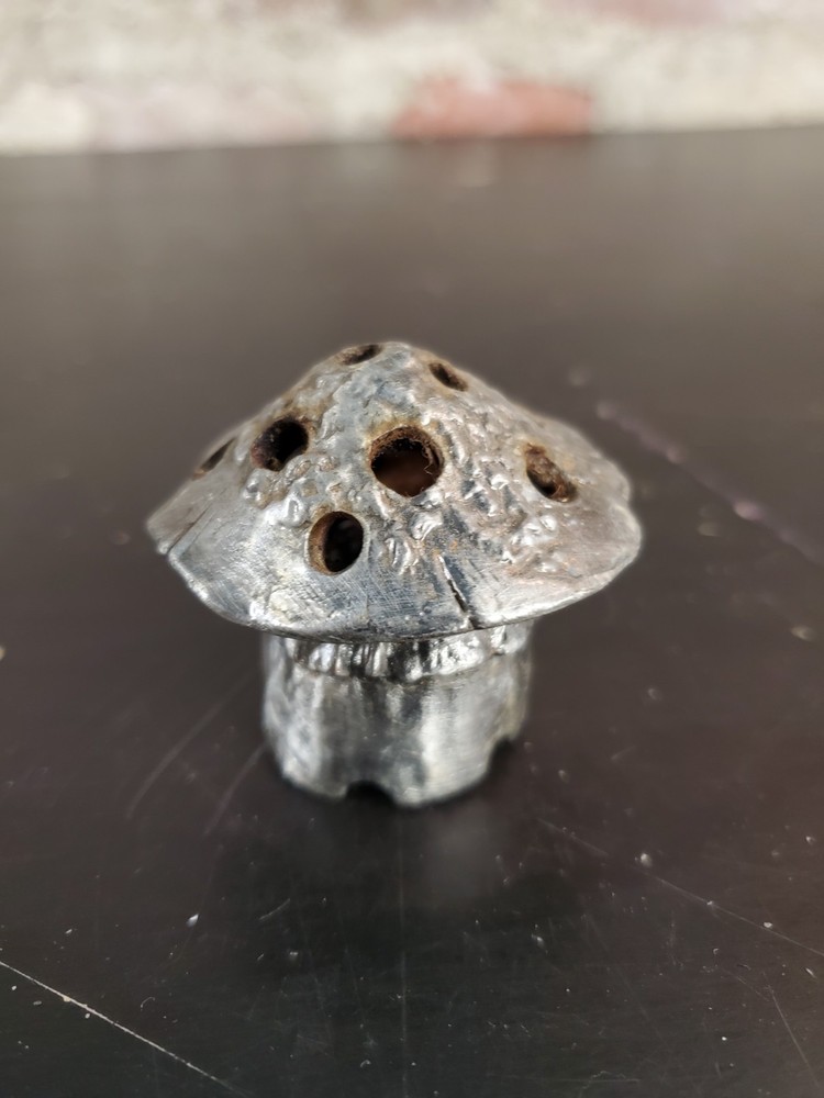 Pewter mushroom incense burner holder