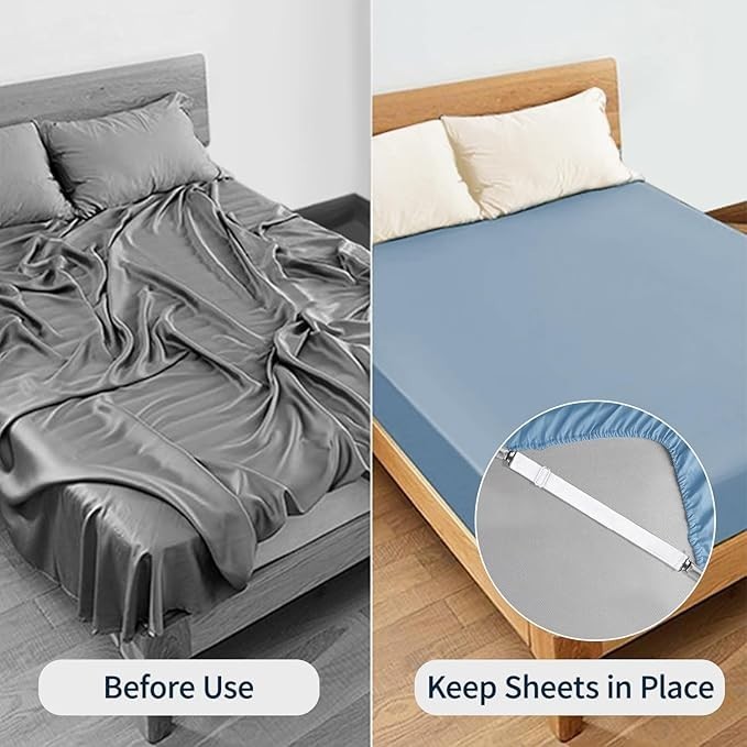 Bed Sheet Straps, Sopito Adjustable Elastic Fitted Sheet Corner Holders Straps