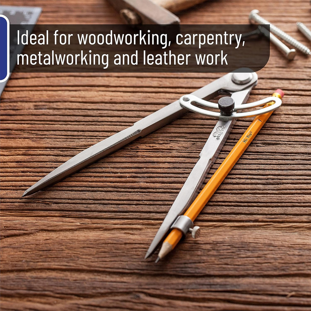- Professional Compass for Woodworking, 8 Inch Compass with Wing