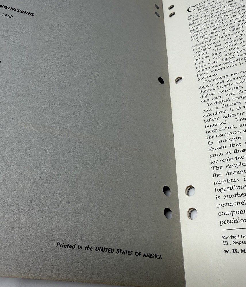 Bell Telephone System Technical Publication Computers 1953 Booklet History