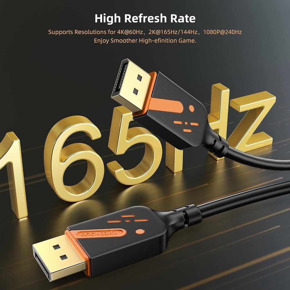 Short DisplayPort Cable 1 FT, 2-Pack DP to Cables, 4K Display 1 Orange
