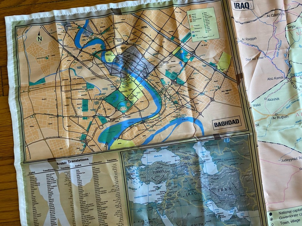Task Force Logistics Operation Iraqi Freedom survival map cloth Desert Storm