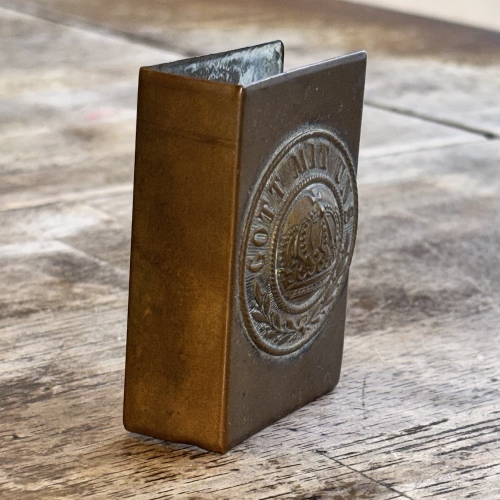 WW1 GERMAN GOTT MIT UNS Brass Match Box Holder