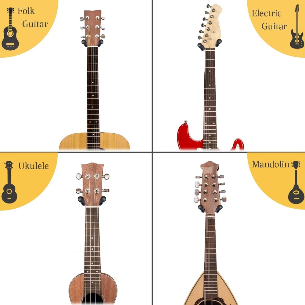 Unique Rustic Guitar Wall Hanger - Adjustable Black Walnut Design for Musicians