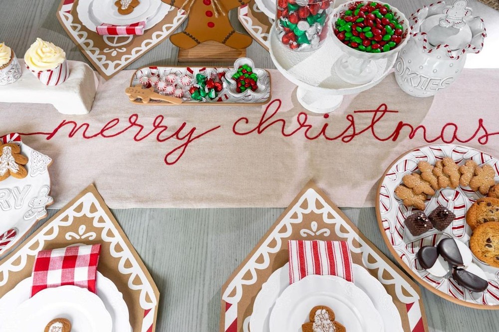 Mud Pie Home Gingerbread Man Shape Candy Cane Stacked Serving Platter Set