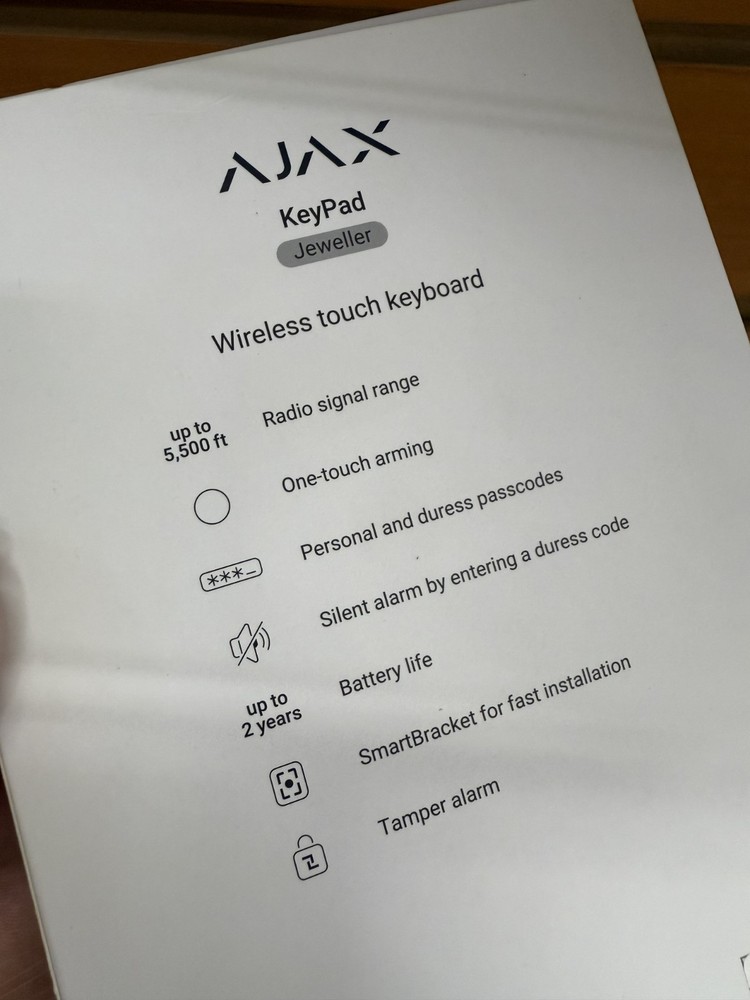 New Ajax KeyPad Wireless Touch Keyboard Protection