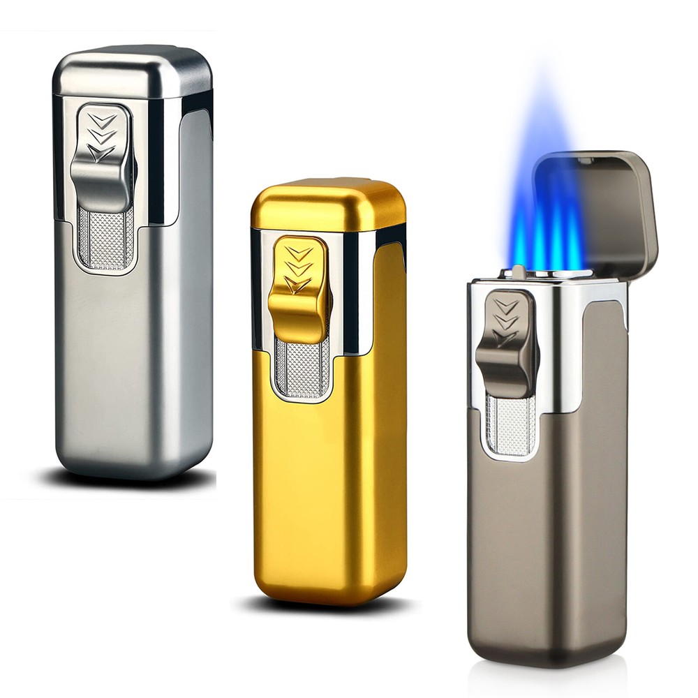 1-2PCs Torch Lighter Quad Jet Lighter Flame Butane Lighter Refillable Adjustable