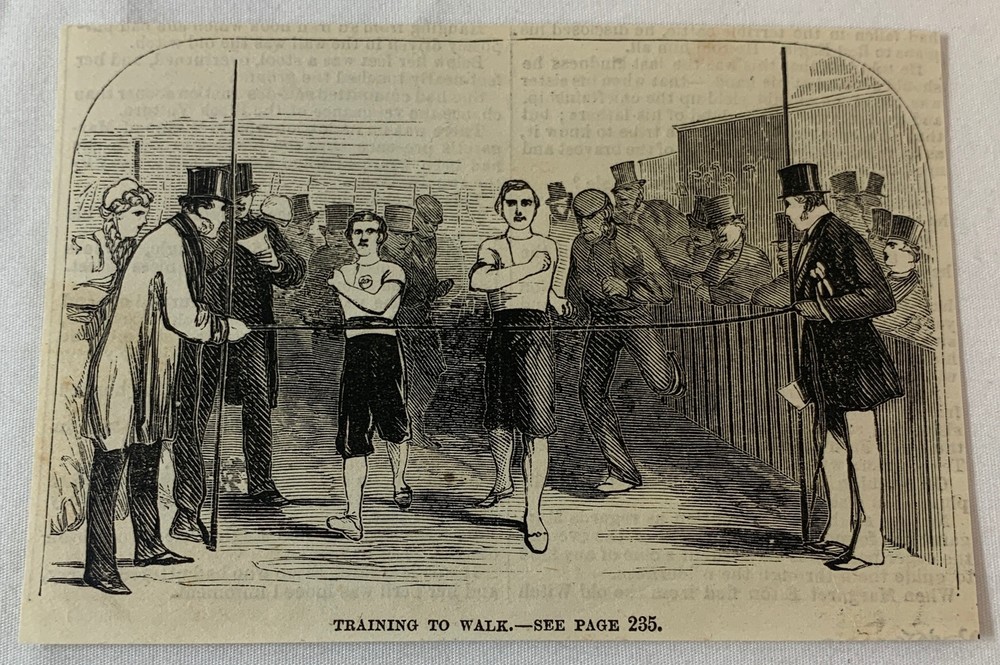 1870 magazine engraving ~ TRAINING TO WALK