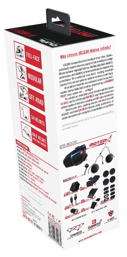 UCLEAR Motion Infinity Dual Bluetooth Helmet Communicator System 180511